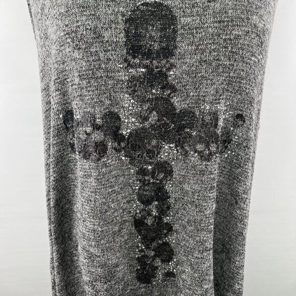 Rock & Republic Womens 1X Gray Top Sleeveless Black Embellished Cross Rayon Poly - Picture 2 of 8